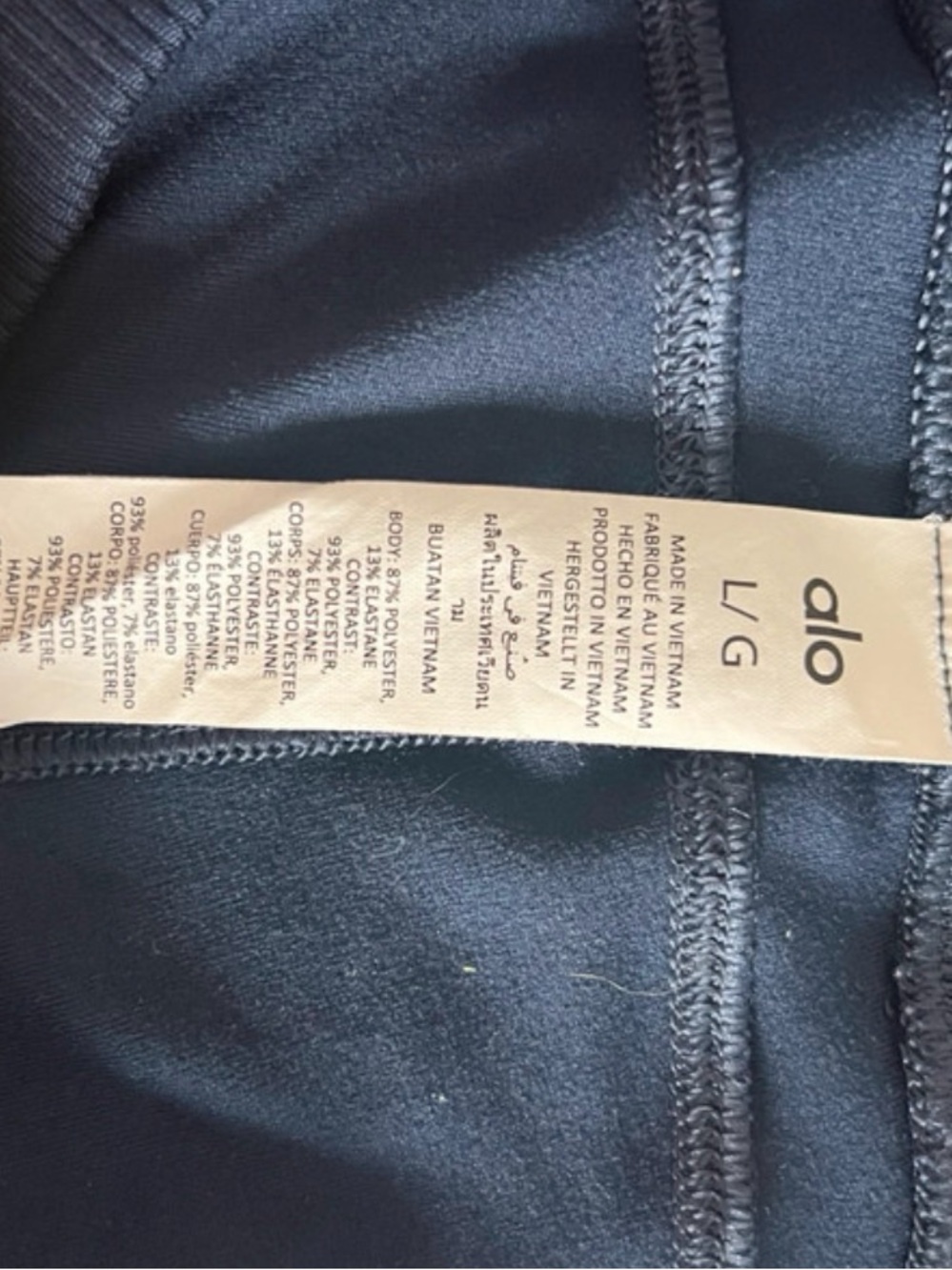 ALO Yoga Woman’s Navy High-Rise Leggings Sz Large - Picture 3 of 3